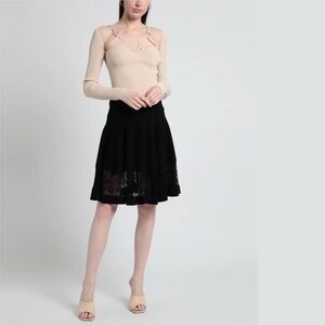 NWT McQueen Ottoman Knitted Mini Skirt with Lace Details size L